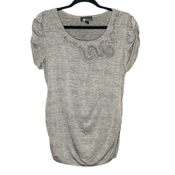 AB Studio Women’s Heathered Ruched Elastic Top Size Large - Picture 1 of 7
